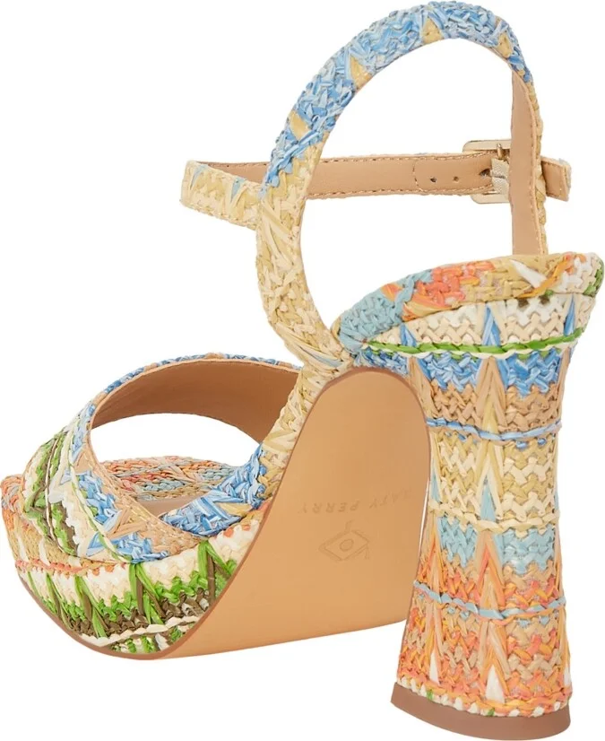Katy Perry Women's Rainbow Raffia Square Toe Sandals - Image 3