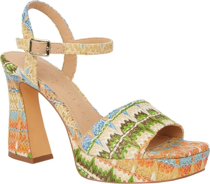 Katy Perry Women's Rainbow Raffia Square Toe Sandals