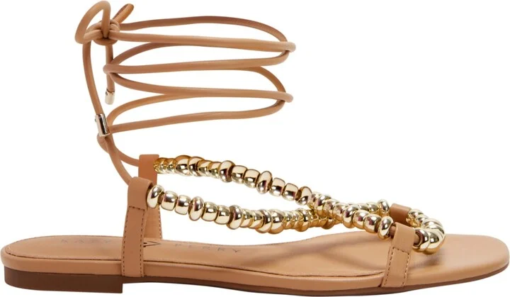 Katy Perry Women's The Halie Bead Lace-Up Sandals - Biscotti, Gold - Image 2