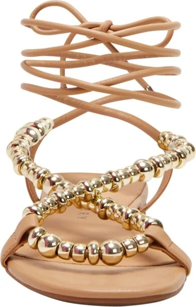 Katy Perry Women's The Halie Bead Lace-Up Sandals - Biscotti, Gold - Image 3