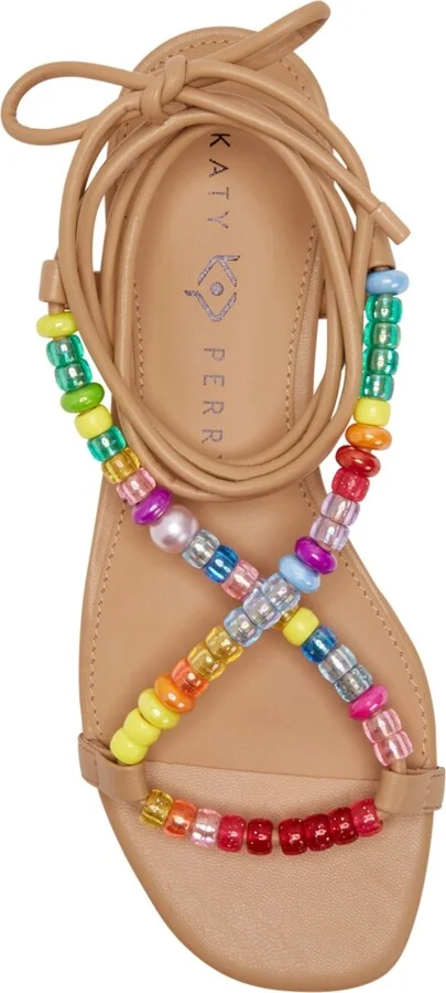 Katy Perry Women's The Halie Bead Lace-Up Sandals - Biscotti, Gold - Image 10