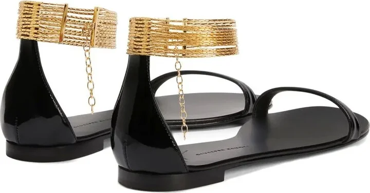 Kay gold ankle-strap flat sandals