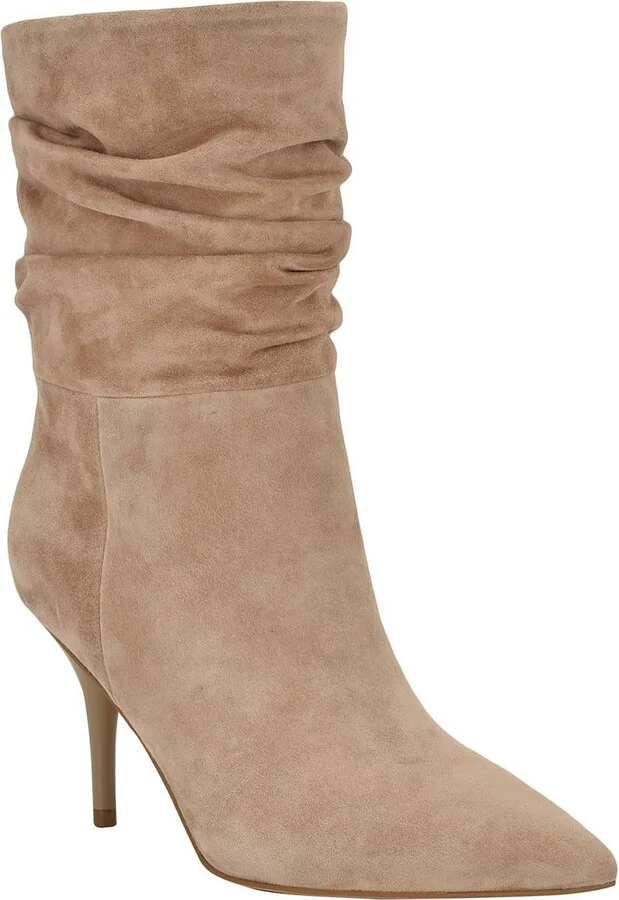 KCCERINE Womens Ruffled Manmade Mid-Calf Boots