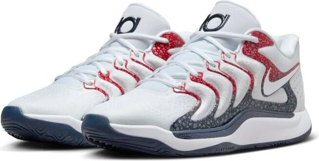KD 17 USA FJ9487-101 Sneaker Men White Obsidian Red Basketball Shoes FD1111 (White,10.5)