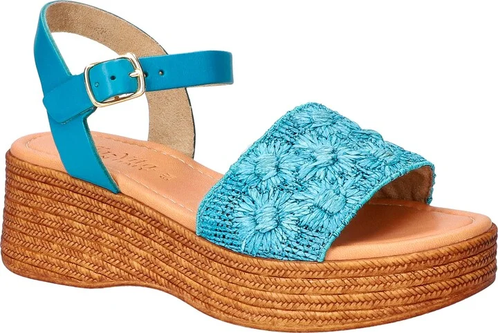 Denim Floral Raffia-Leather