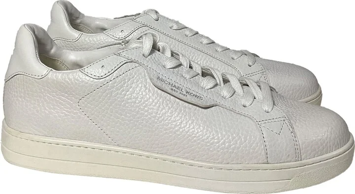 Keating Sneaker in Optic White Pebbled Leather