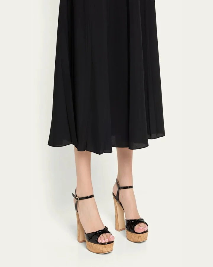 Keaton Patent Cork Platform Sandals - Image 2