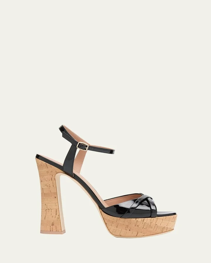 Keaton Patent Cork Platform Sandals