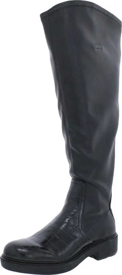 Keaton WC Womens Wide Calf Croco Print Knee-High Boots