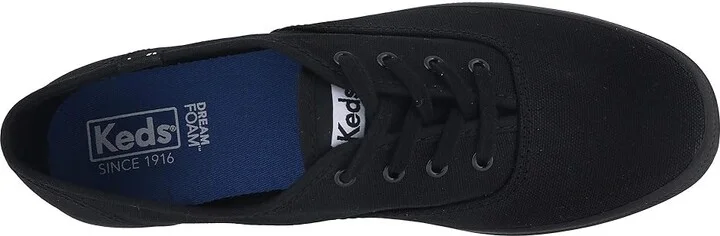 Keds Champion Canvas Lace-Up Women's Lace up casual Shoes Full Black : 6.5 D - Wide - Image 3