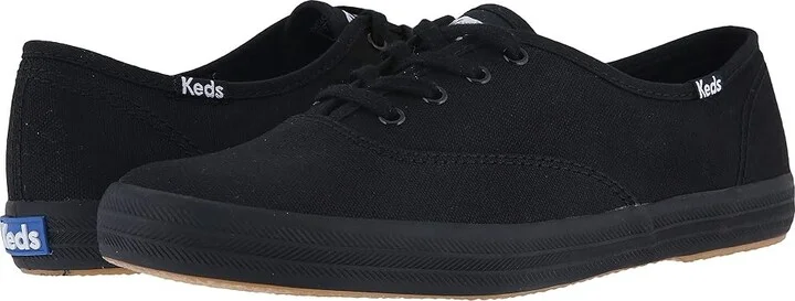 Keds Champion Canvas Lace-Up Women's Lace up casual Shoes Full Black : 6.5 D - Wide