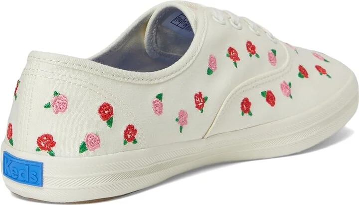 Keds Champion Canvas Lace Up Women's Shoes Cream/Red Rose Embroidery : 10 B - Medium - Image 4