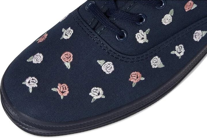 Keds Champion Canvas Lace Up Women's Shoes Navy/Pink Rose Embroidery : 8 B - Medium - Image 7