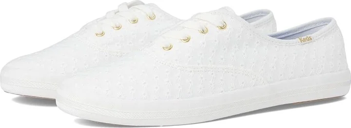 Keds Champion Canvas Lace Up Women's Shoes Snow White Mini Daisy Eyelet : 6 B - Medium
