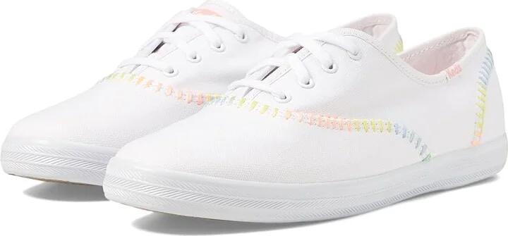 Keds Champion Canvas Lace Up Women's Shoes White Whipstitch : 5 B - Medium