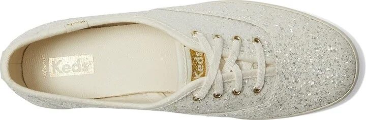 Keds Champion Glitter Lace Up Women's Shoes Cream : 5 B - Medium, Textile - Image 2