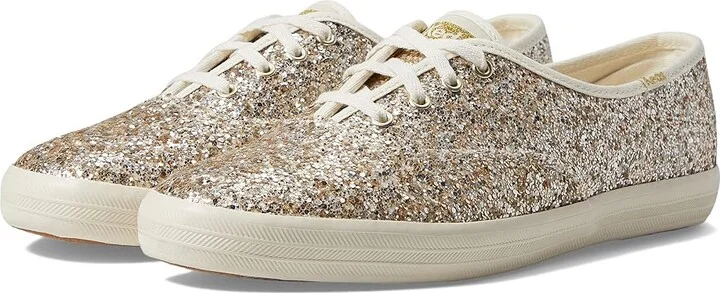 Keds Champion Glitter Lace Up Women's Shoes Gold : 5 B - Medium, Textile