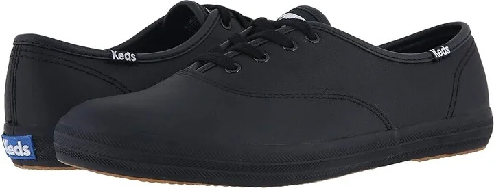 Keds Champion Leather Lace Up Women's Lace up casual Shoes Black Leather : 5 B - Medium