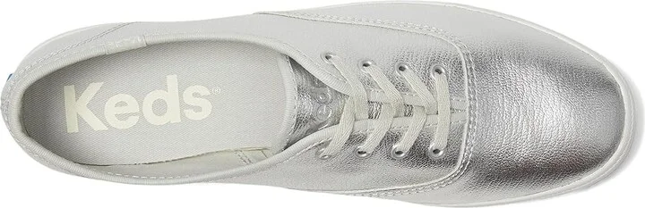 Keds Champion Leather Luxe Women's Shoes Silver Leather : 9 B - Medium - Image 2