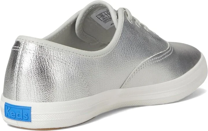 Keds Champion Leather Luxe Women's Shoes Silver Leather : 9 B - Medium - Image 4