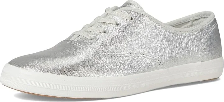 Keds Champion Leather Luxe Women's Shoes Silver Leather : 9 B - Medium - Image 5