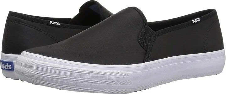 Keds Double Decker Slip On Women's Slip on Shoes Black : 5 B - Medium, Leather