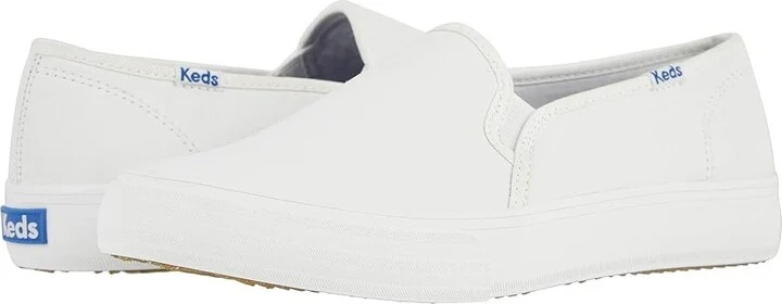 Keds Double Decker Slip On Women's Slip on Shoes White : 5 B - Medium, Leather