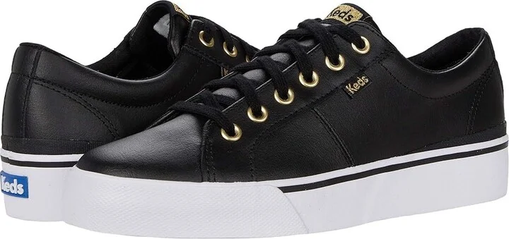 Keds Jump Kick Duo Lace Up Women's Shoes Black/Gold : 5 B - Medium, Leather