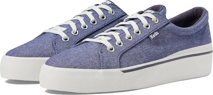 Keds Jump Kick Duo Lace Up Women's Shoes Navy Chambray : 6 B - Medium, Leather