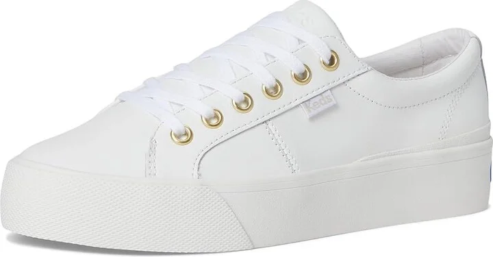 Keds Jump Kick Duo Lace Up Women's Shoes White/Gold Leather : 8.5 B - Medium - Image 5