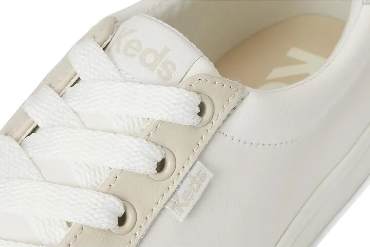 Keds Jump Kick T-Toe Women's Shoes Snow White / Oatmeal Leather : 9.5 B - Medium, Leather/Rubber - Image 7