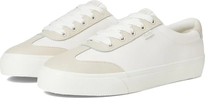 Keds Jump Kick T-Toe Women's Shoes Snow White / Oatmeal Leather : 9.5 B - Medium, Leather/Rubber