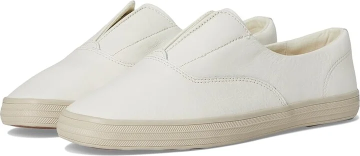 Keds Keds Champion Square Toe Slip-On Women's Shoes Snow White Soft Leather : 7 B - Medium, Canvas/Rubber