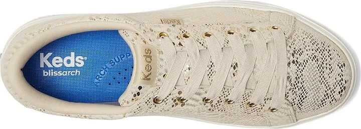 Keds Park Lace Up Women's Shoes Gold Metallic Snake Foil Suede : 5 B - Medium, Canvas - Image 2