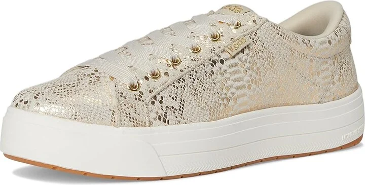 Keds Park Lace Up Women's Shoes Gold Metallic Snake Foil Suede : 5 B - Medium, Canvas - Image 5