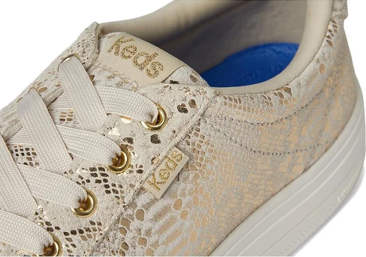 Keds Park Lace Up Women's Shoes Gold Metallic Snake Foil Suede : 5 B - Medium, Canvas - Image 7