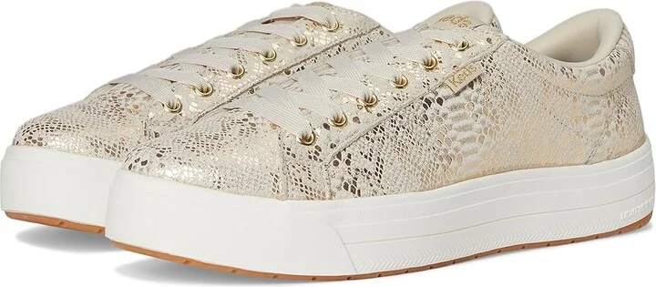 Keds Park Lace Up Women's Shoes Gold Metallic Snake Foil Suede : 5 B - Medium, Canvas