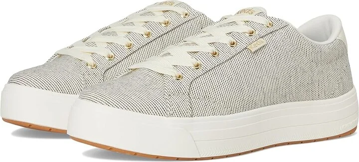 Keds Park Lace Up Women's Shoes Snow White/Oatmeal Seed Stripe : 10 B - Medium, Canvas