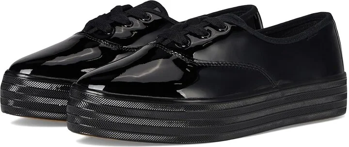 Keds Point Lace Up Women's Shoes Black/Black Patent Leather : 6 B - Medium, Canvas