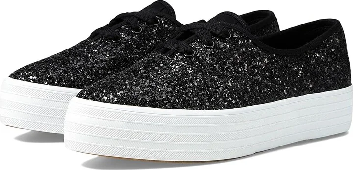 Keds Point Lace Up Women's Shoes Black Glitter : 10 B - Medium, Canvas