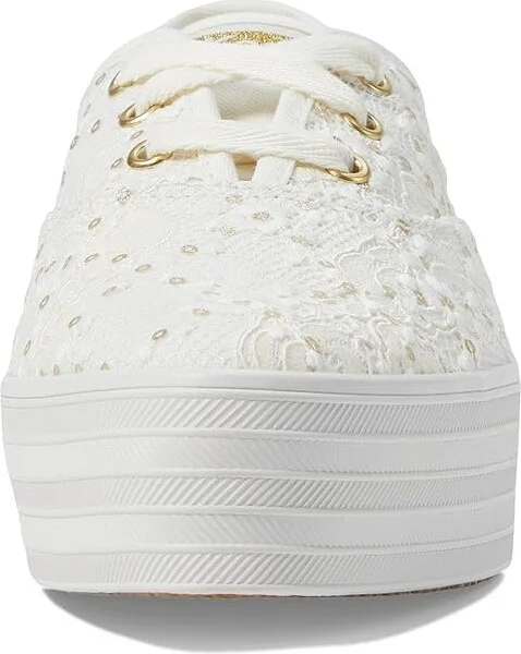 Keds Point Lace Up Women's Shoes Cream Lace Celebrations : 8 B - Medium, Canvas - Image 5