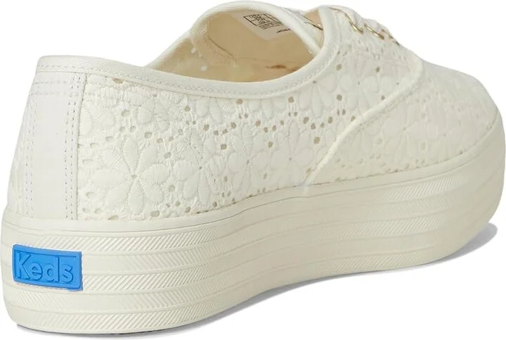Keds Point Lace-Up Women's Shoes Egret Eyelet : 6 B - Medium, Linen - Image 4