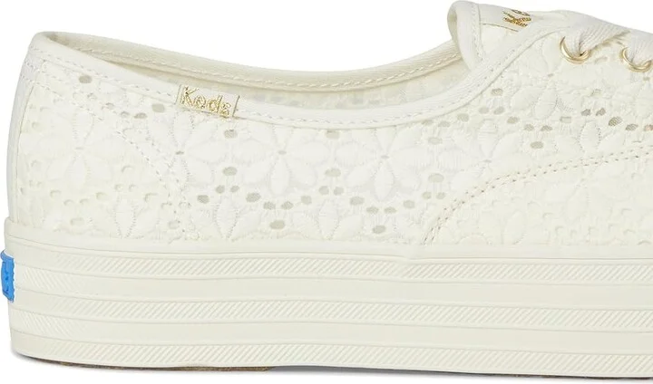 Keds Point Lace-Up Women's Shoes Egret Eyelet : 6 B - Medium, Linen - Image 7