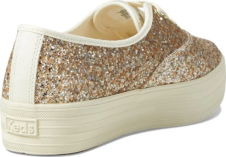 Keds Point Lace Up Women's Shoes Gold Glitter : 9 B - Medium, Canvas - Image 4