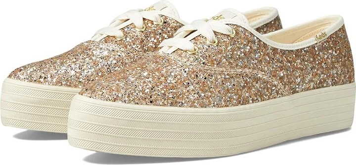 Keds Point Lace Up Women's Shoes Gold Glitter : 9 B - Medium, Canvas