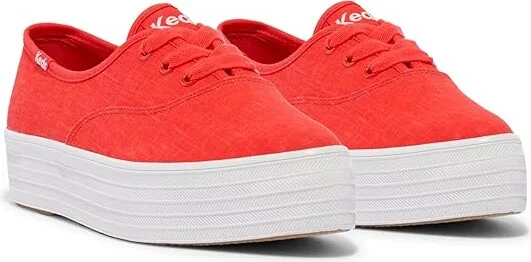 Keds Point Lace-Up Women's Shoes Red Linen : 6.5 B - Medium