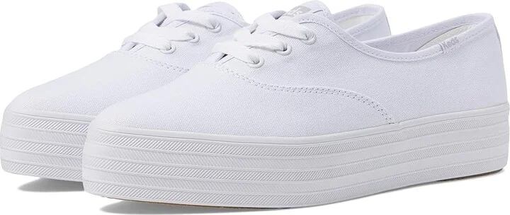 Keds Point Lace Up Women's Shoes White Canvas : 10 B - Medium