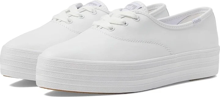 Keds Point Lace Up Women's Shoes White Leather : 9 B - Medium, Canvas