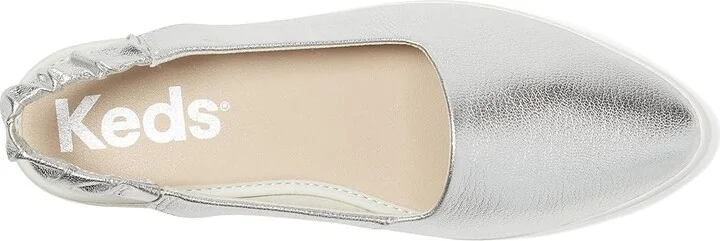 Keds Point Slingback Women's Shoes Silver Washed Metallic Suede : 6.5 B - Medium, Leather - Image 2