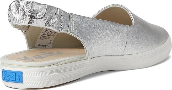 Keds Point Slingback Women's Shoes Silver Washed Metallic Suede : 6.5 B - Medium, Leather - Image 4